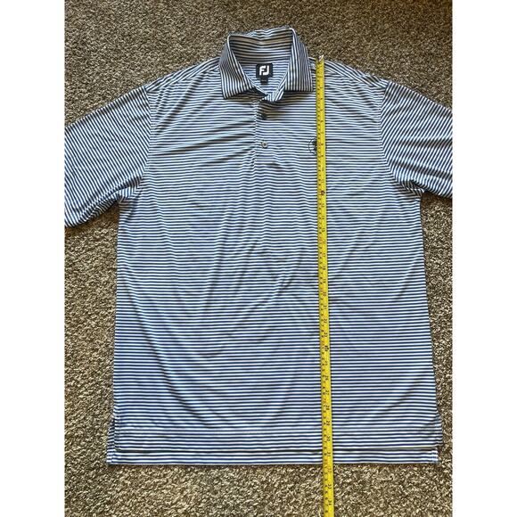 FootJoy FJ Golf Polo Shirt Blue White Stripe Stretch The Plantation Men's Size L - Picture 9 of 10